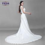 Fashion v neck tulle handmade embroidery bride white beaded mermaid wedding