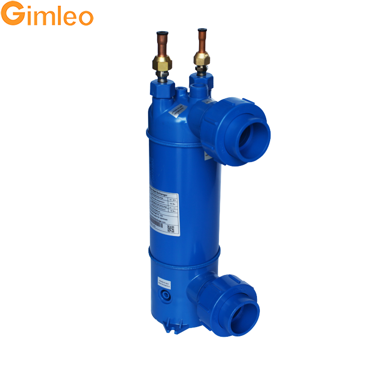 7kw 24 Heat Capacity Titanium Tube PVC Shell Heat Exchanger For Aquarium Chiller MHTA-2 For Industrial Cooling System
