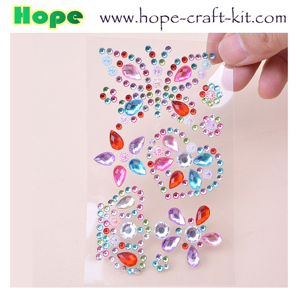3D Acrylic Self Adhesive Diamond gem drill stickers Rhinestone Sheet for kids diy and Decal Mobile Scrapbooking OEM