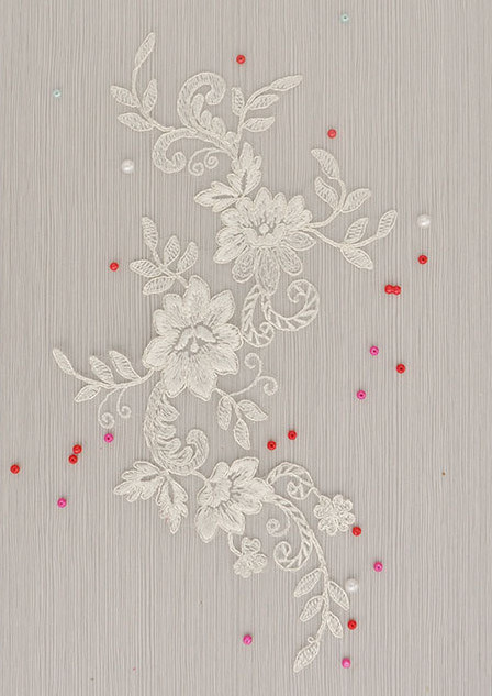 Garment Accessories Embroidery Lace Applique with Cord Ivory Color