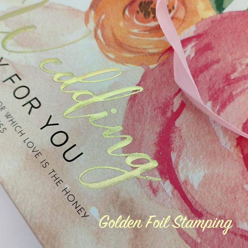 Paper Wedding Candy Gift Bag With Pink Ribbon Handle