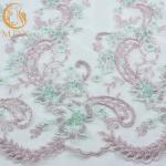 Attractive French 3D Embroidery Lace Fabric Beaded 80% Nylon
