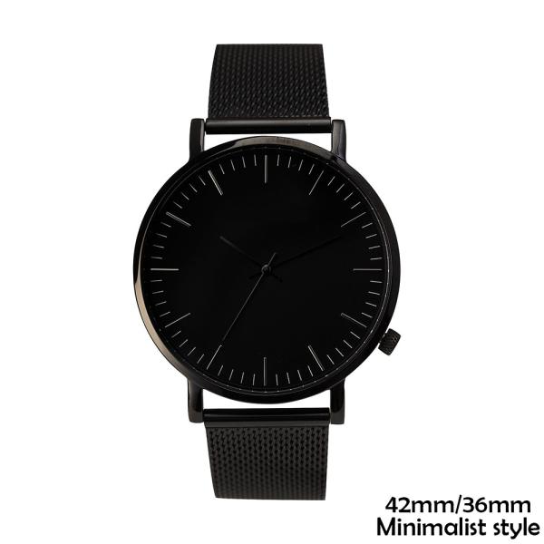 IP Black Coating Minimalist Waterproof Watch Stainless Steel Back Water