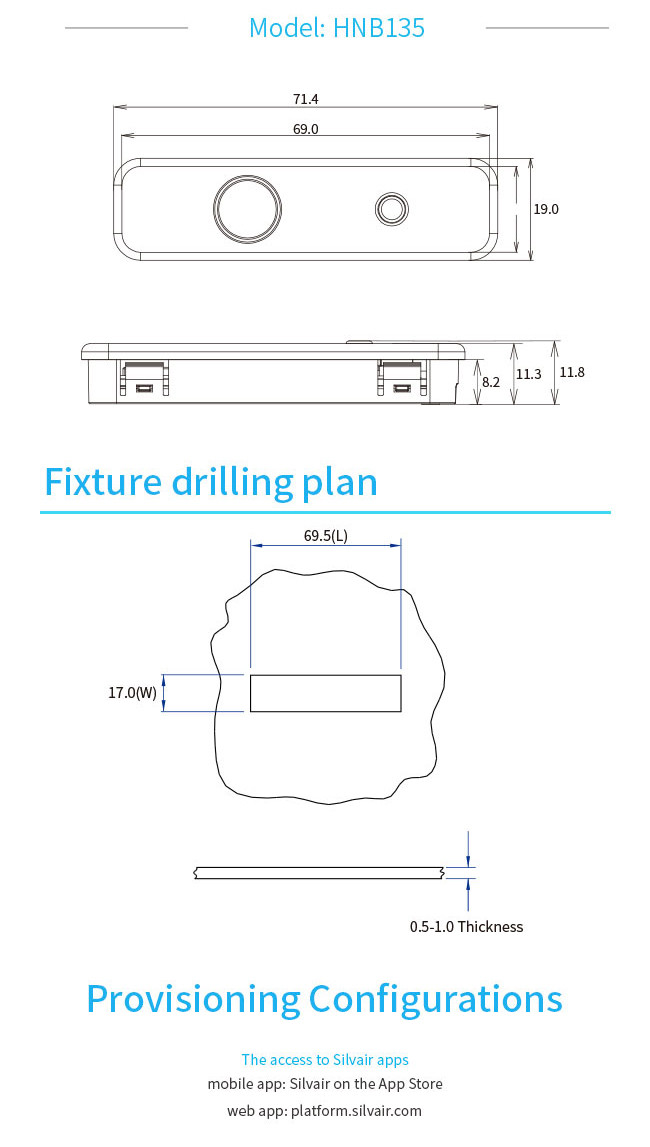 HNB135PIR Bluetooth PIR Motion Sensor Via Slivair Bluetooth App For Troffer / LED Panel
