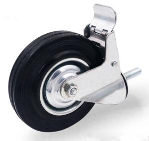 China 5 inch threaded stem casters with brakes industrial rubber casters wholesale
