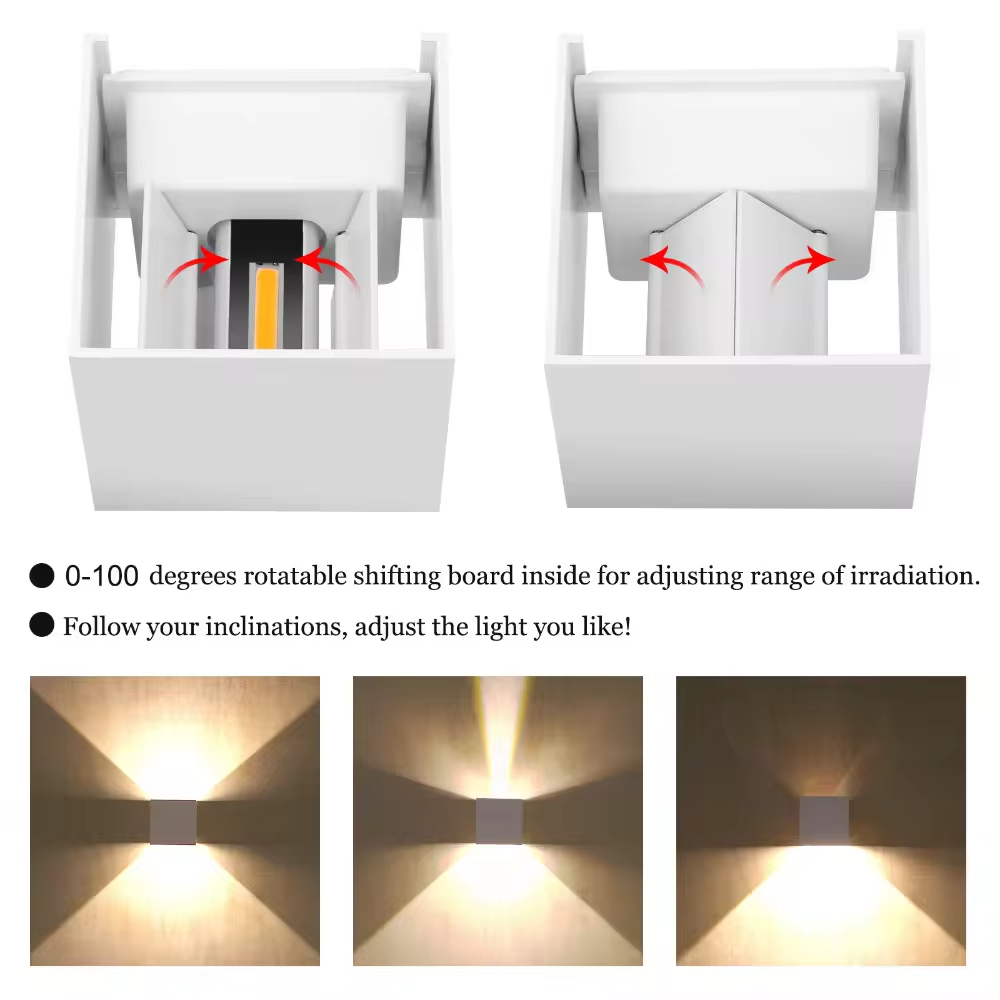 Outdoor Waterproof LED Wall Lamp Up And Down Aluminum Exterior Modern Cube Garden Light