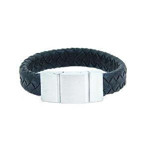 China Europ American Fashion Trendy Stainless Steel Geniune PU Leather Bracelet Bangle LBL75 wholesale