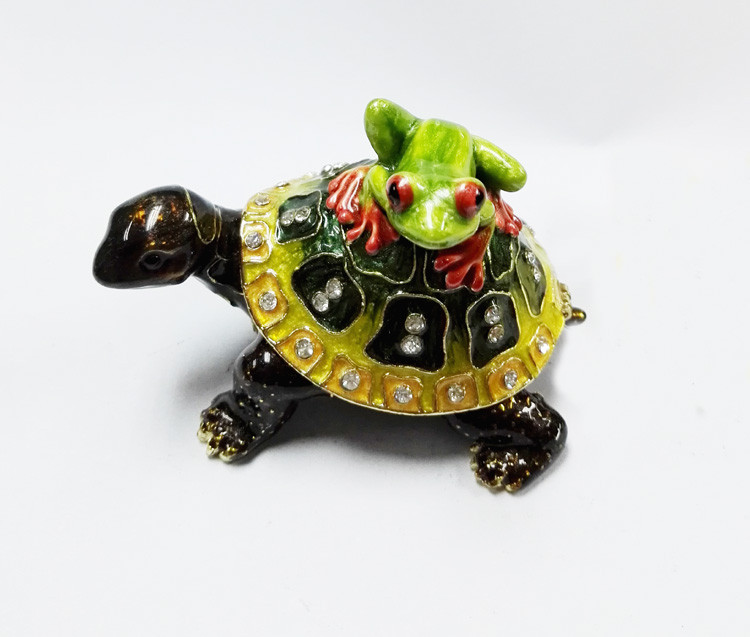 Fashion enamelled metal turtle jewelry box with turtle trinket box