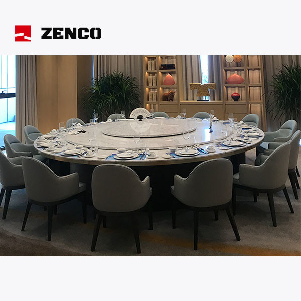 Pure White Hotel Restaurant Furniture Set with Stone Dining Table and Gray