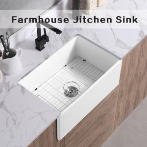 China Rectangular Farmhouse Kitchen Sink Gloss White Single Bowl Kitchen Sink wholesale