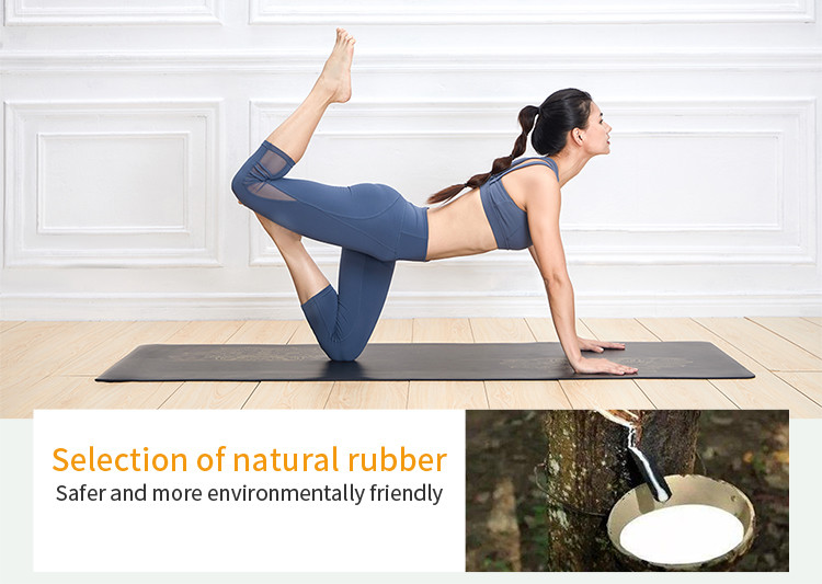 Golden Mandala With Position Line 5mm 68cm Wide PU Rubber Non Slip Yoga Mat For Pilates Fitness