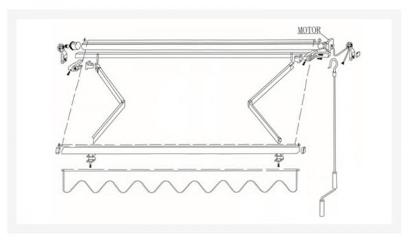 Acrylic Manual Retractable Awning Outdoor Sun Shade Canopy