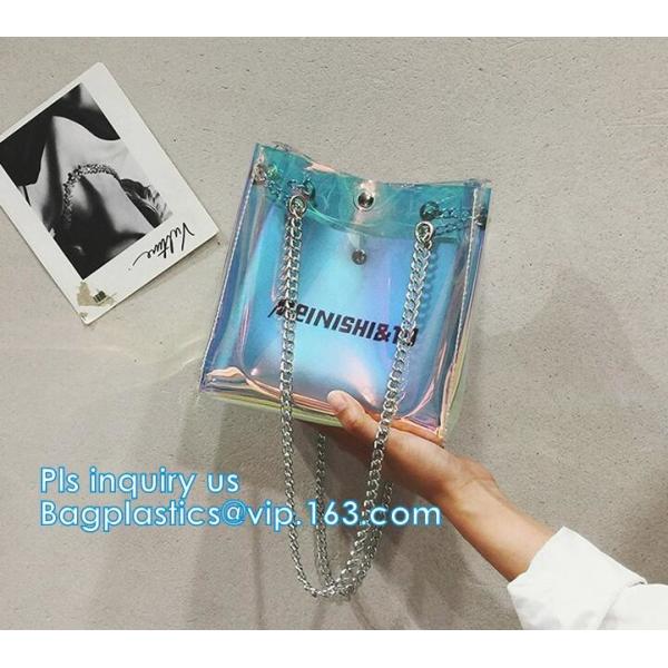 High quality unique PVC PU ladies bag handbag, 100% Clear Purse PVC Beach Clear Handbags, women's bag/handbag/traveling