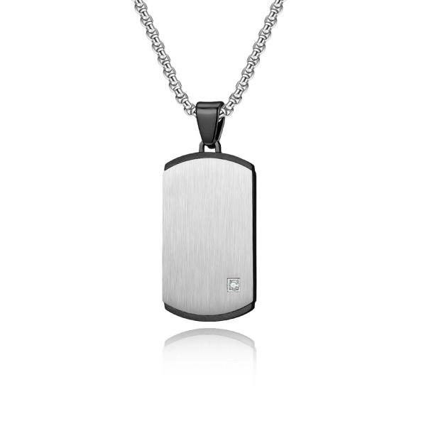 Satin Square Religious Cross Engraved Necklace for Men Stainless Steel Cross