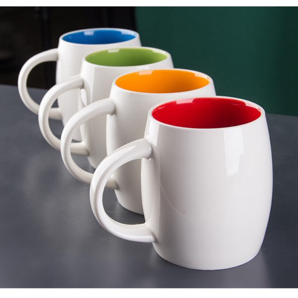 red blue polychrome printed coffee mugs wholesale engrave personalized custom logo plain white coffee cheap ceramic mug
