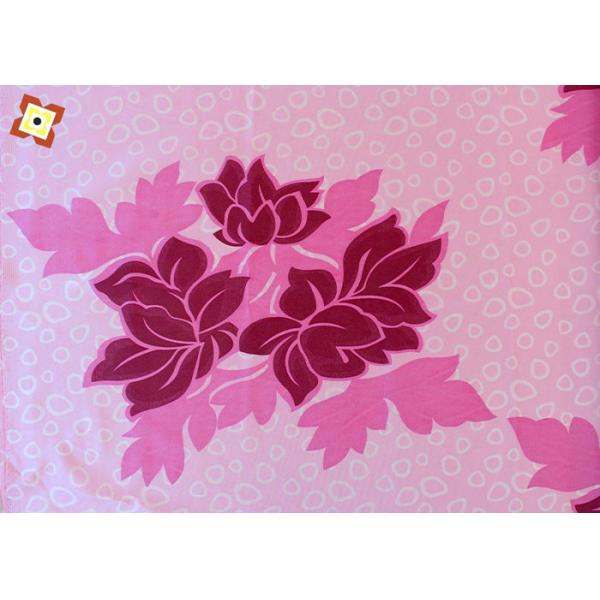 Pink Mattress Quilted Fabric 100% Polyester Warp Knitted Printed 250cm Width