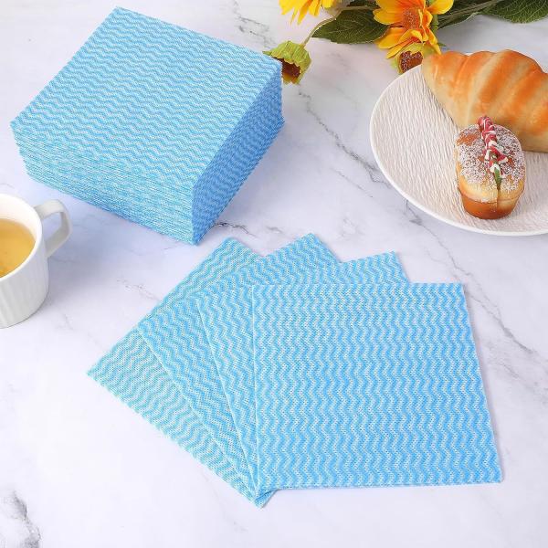 30-80gsm Disposable Cleaning Cloth Heavy Duty Non-Woven Fabric Kitchen Washing Cloth Multi-Use Absorbent Dish Towels Blue Cleaning Rags