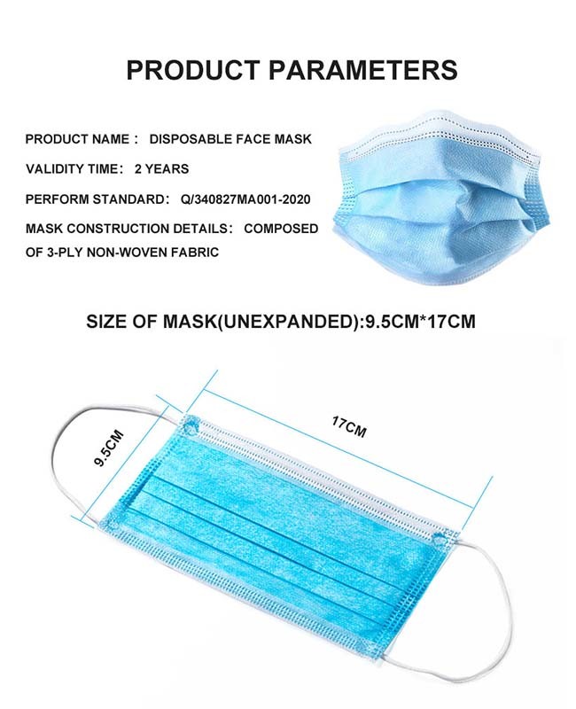 3 Ply Dispsoable Face Mask Surgical Mouth Mask For Anti Dust Other Protective