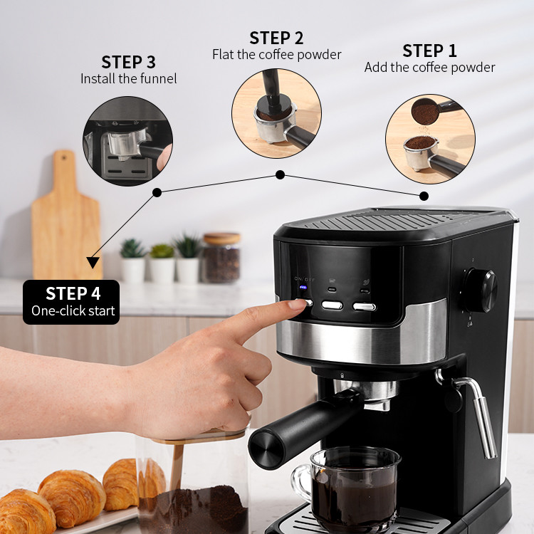 Universal Multi Pod Coffee Machine 2 Shot 1.25L 15 Bar Detachable Transparent Water Tank