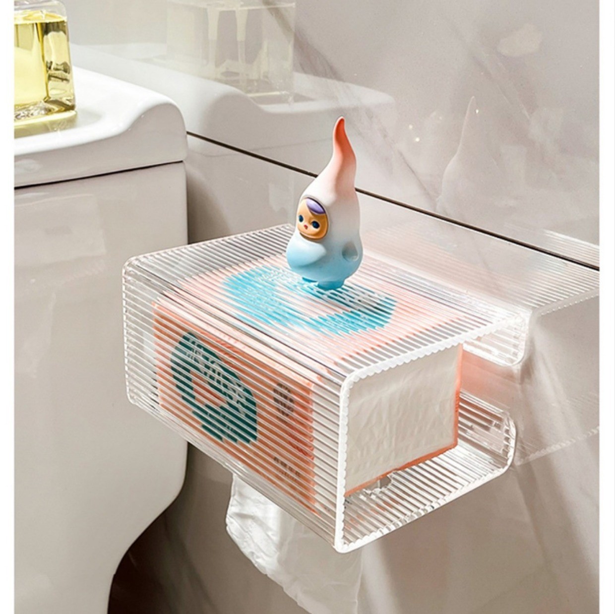 Wall Mounted Wave Shape Acrylic Tissue Box Holder For Kitchen Hotel Bathroom