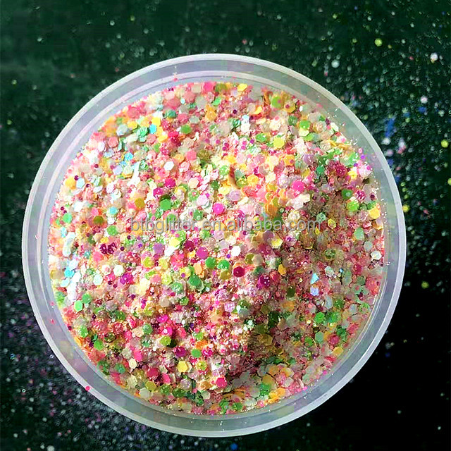 Chunky Mixed Glitter Hexagon Mixed Chunky Glitter Mixes Eco-friendly Resistant Solvent Polyester Pearl Iridescent
