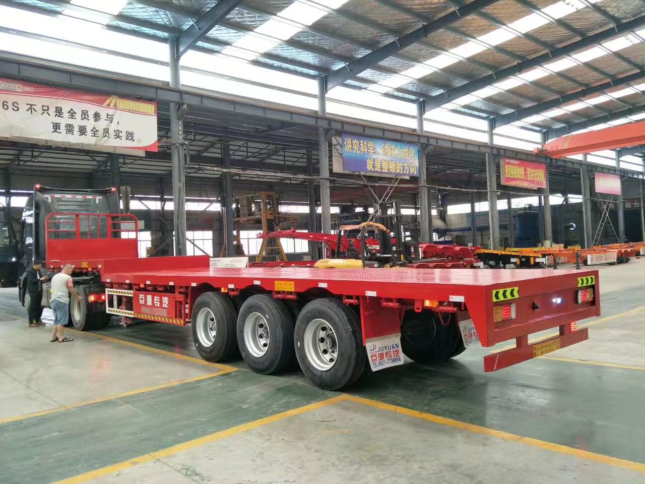 Truck Trailer 3 axles flatbed semi-trailer platform 40ft 48ft for container transport