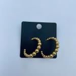 Polished Gold Finish Stainless Steel Earring with CZ Stone and Gold