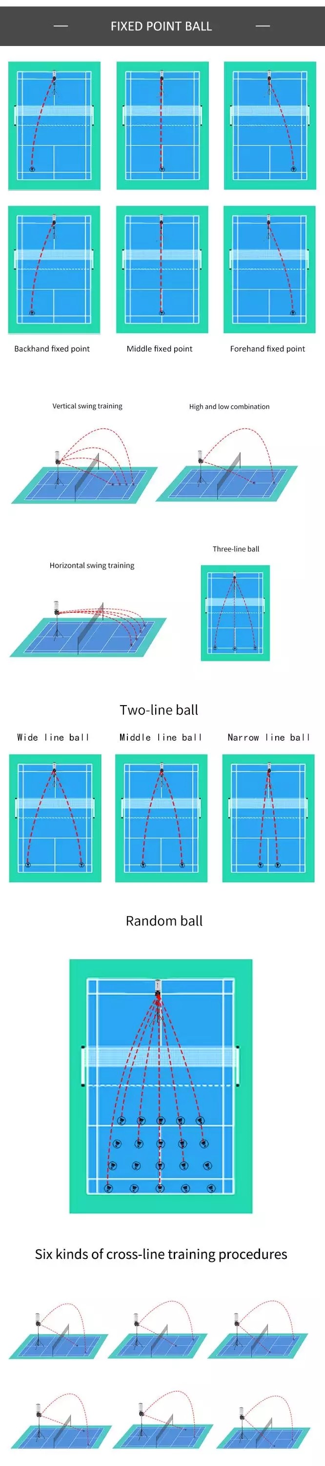 -15Degree 120W Badminton Shuttlecock Shooting Machine With Battery
