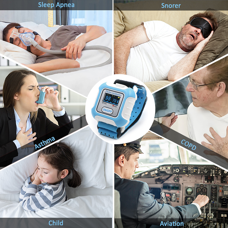 Plastic Material Bluetooth Wrist Pulse Oximeter Sleep Aid Device With APP