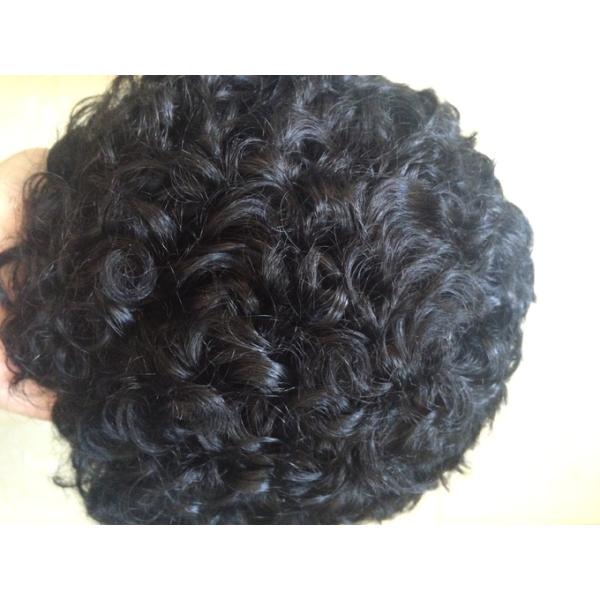 Custom Mens Real Hair Toupee Black Men'S Toupee NPU Base Construction