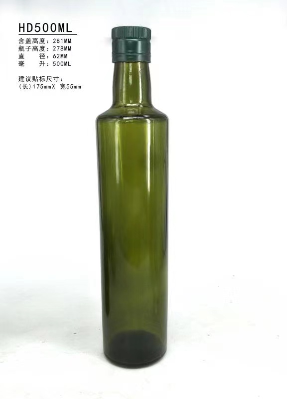 Natural Cap 750ml 500ml 200ml Olive Oil Food Grade Glass Bottle with Cork Stopper