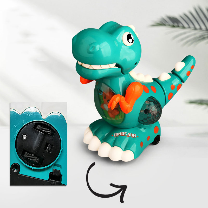 Plastic Electric Dinosaur Model with Music and Lighting Universal Rotation Puzzle Toy