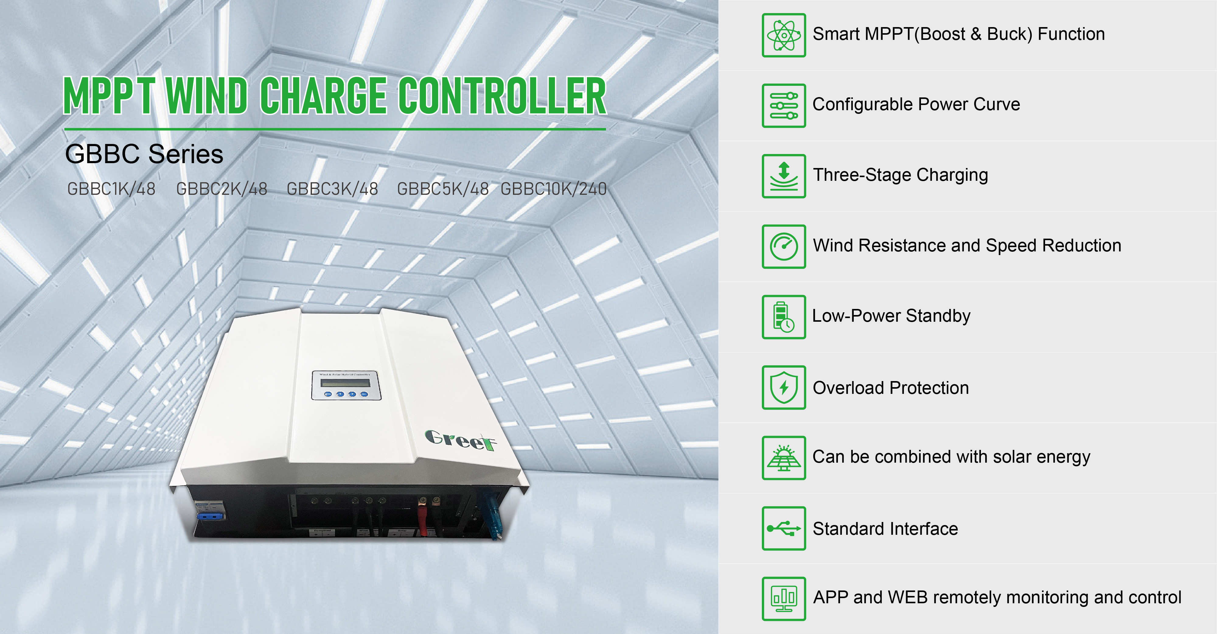 1kw 2kw 3kw 5kw 10kw high output MPPT Wind Charge Controller for home/commercial use