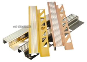 China 0.6mm 304 Stainless Steel Stair Nosing Step Edging Profiles Matt Silver Gold wholesale