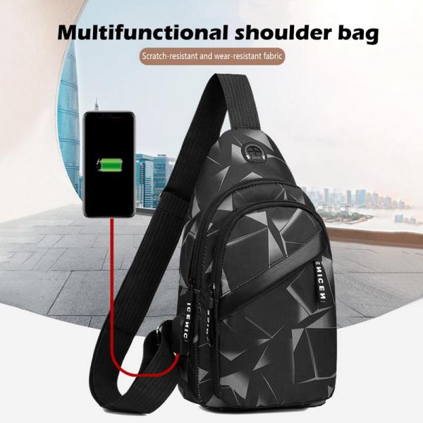 Men Anti Theft Chest Bag Short Trip Messengers Bags USB Charging Crossbody