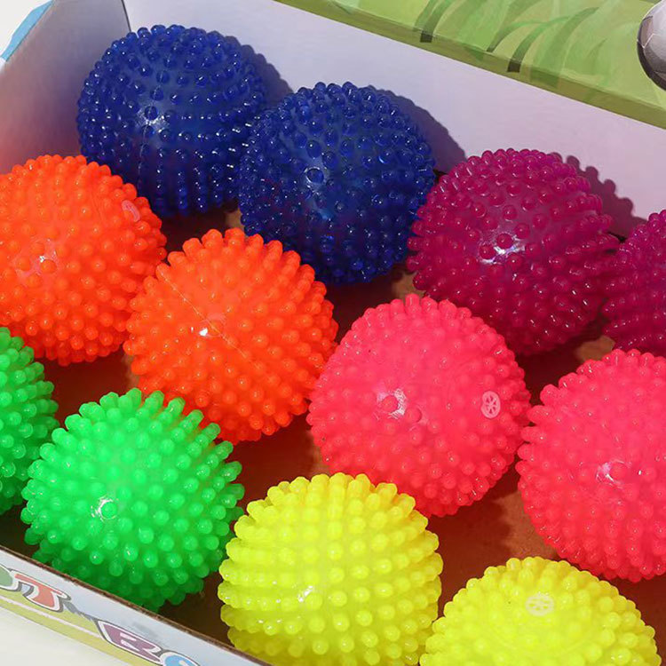 EN71 Certified Sensory Builder Light Up LED Spiky Squeaking Bouncy Ball 6.5CM/7.5CM