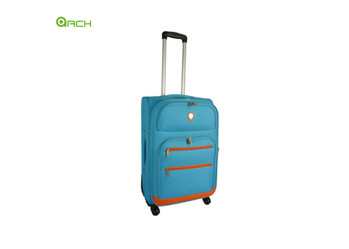 Spinner Wheels 3 Front Pockets 600D Polyester Trolley Bag