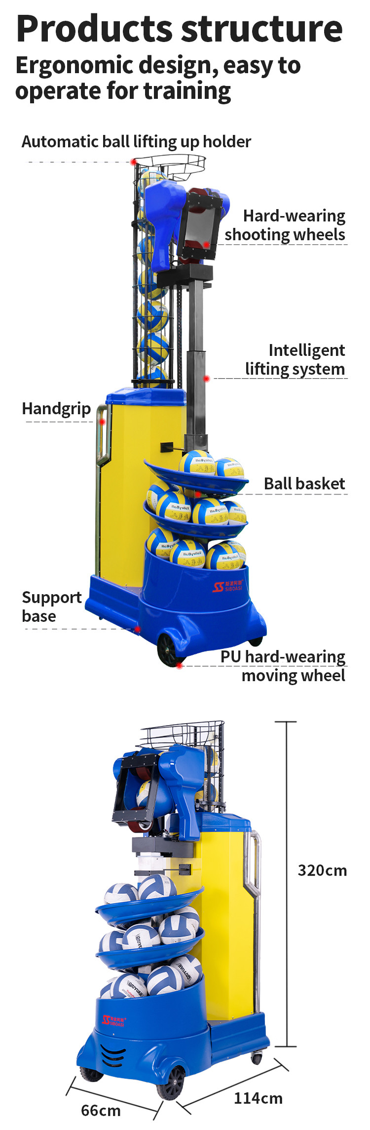 Siboasi S6638U Volleyball Shooting Machine Multi Function