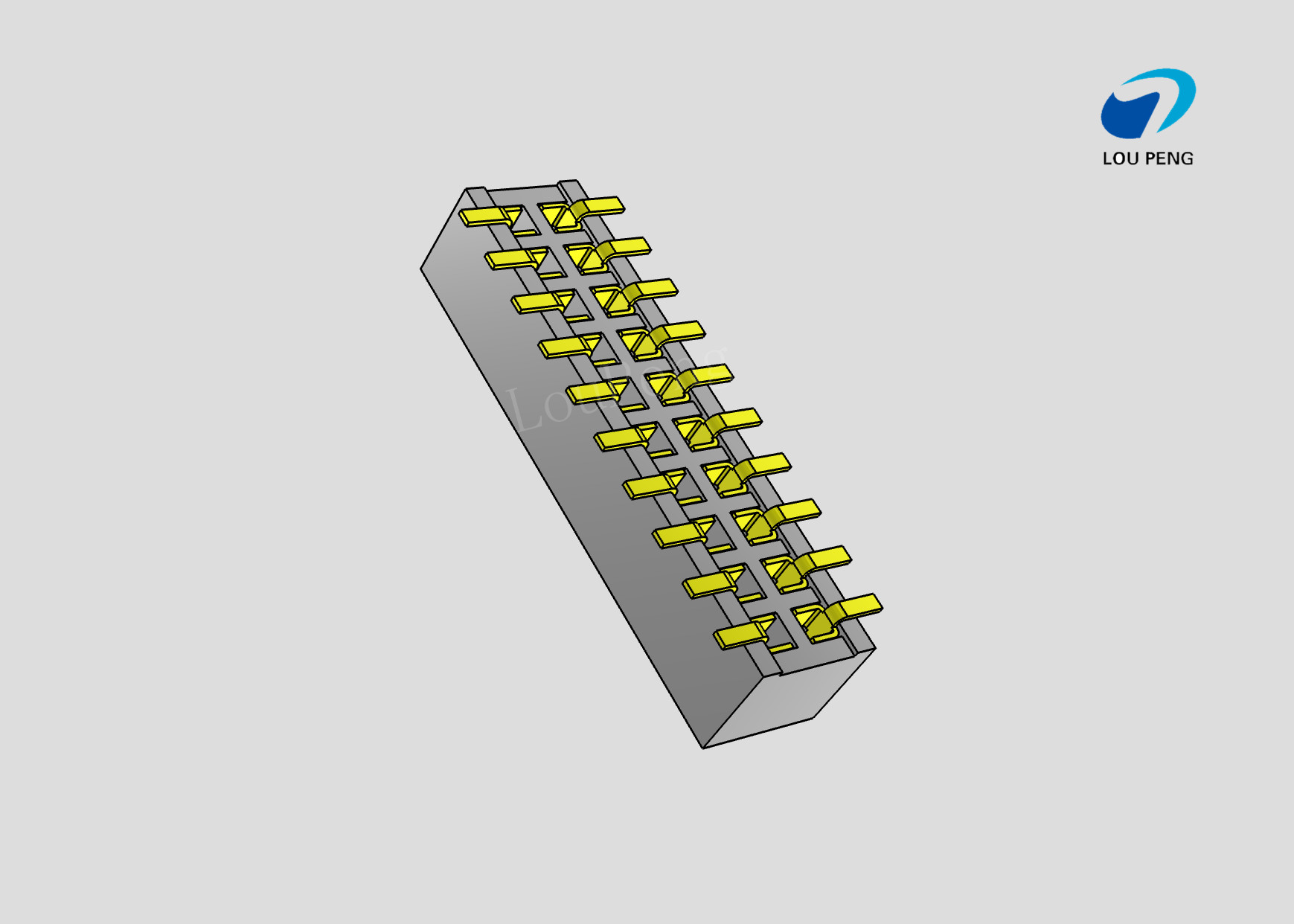 Female header, PCB Mount Receptacle, Vertical, Board-to-Board, 20 Position, 2.0mm Pitch, double row, Gold Flash, SMT