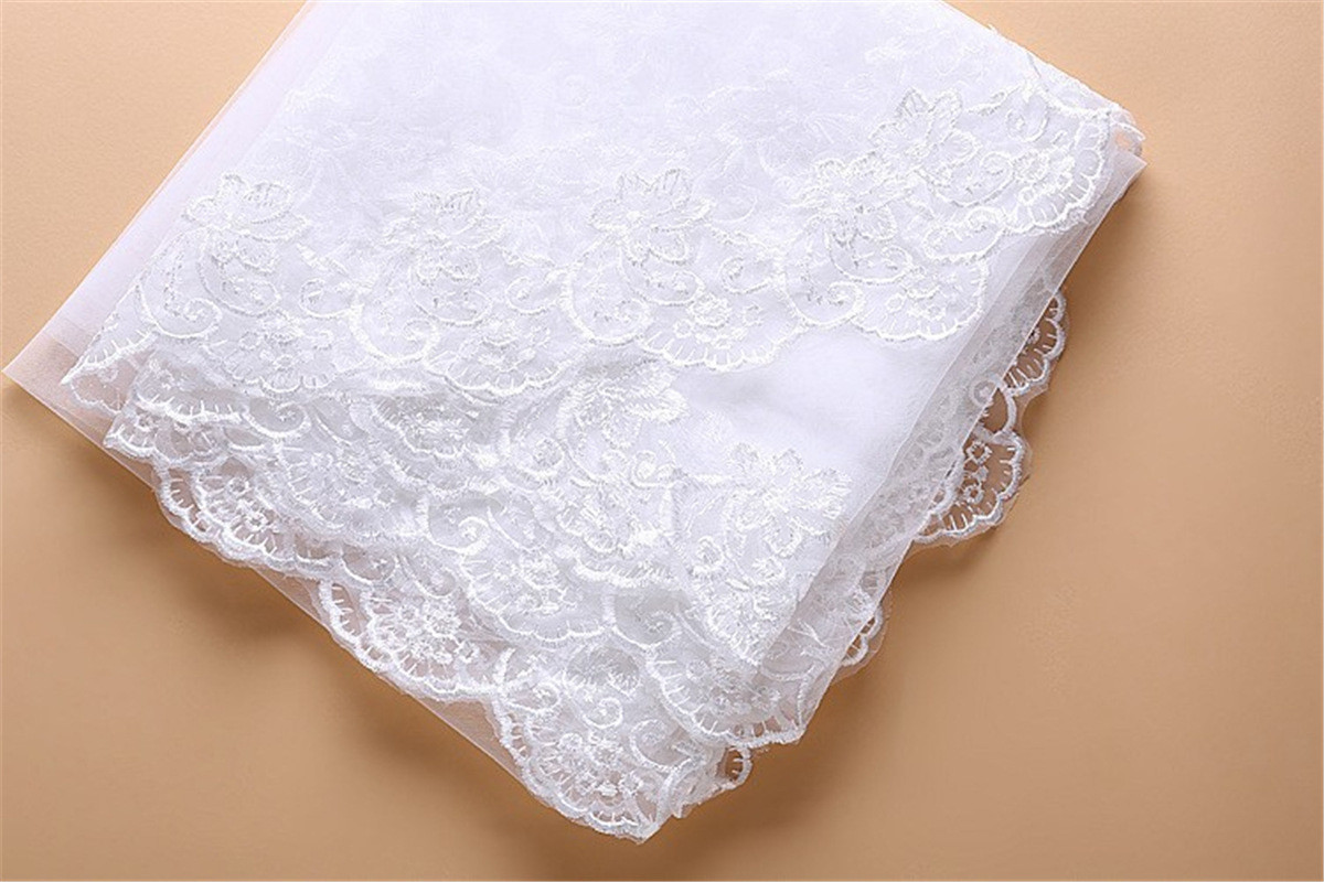 Embroidery Cord lace with Rhinstone Ivory/White Bridal Veil Wedding Accessories