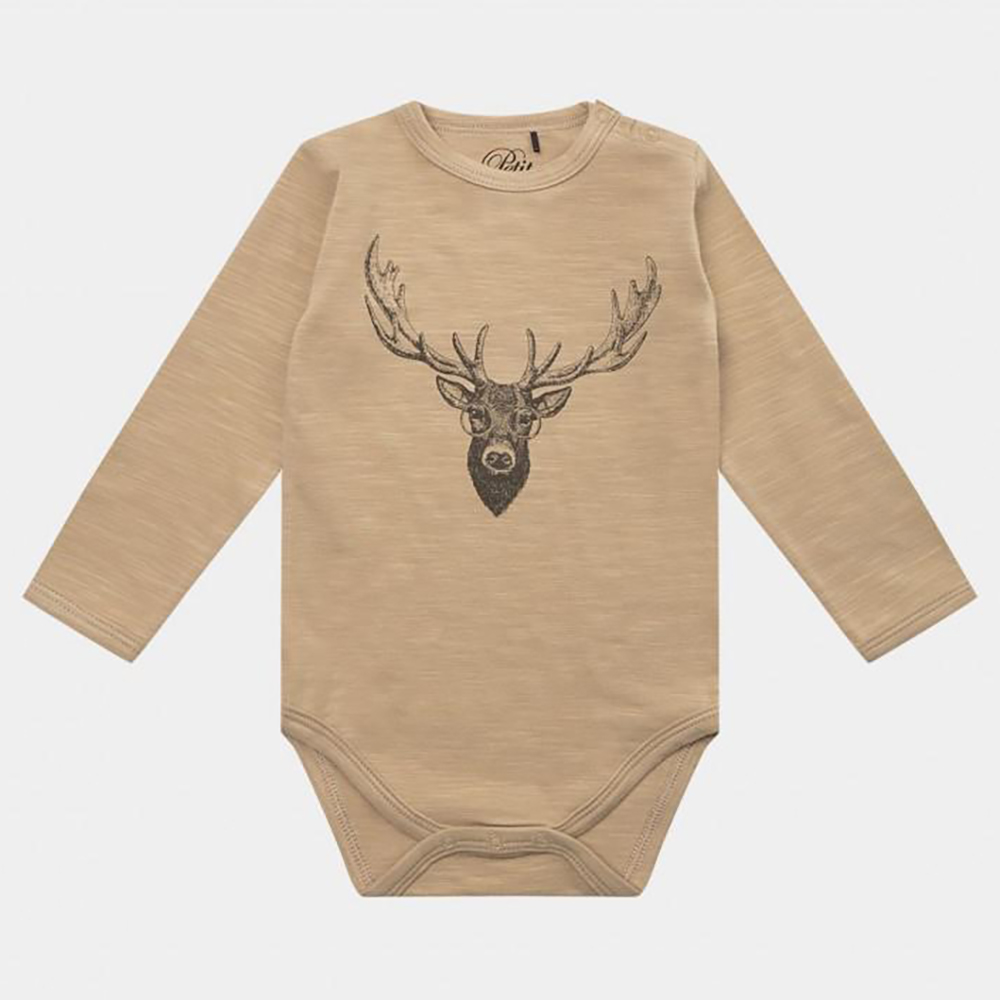Newborn Baby Girl Deer Printed Romper Jumpsuit Long Sleeve Cotton Knit Bodysuit Romper