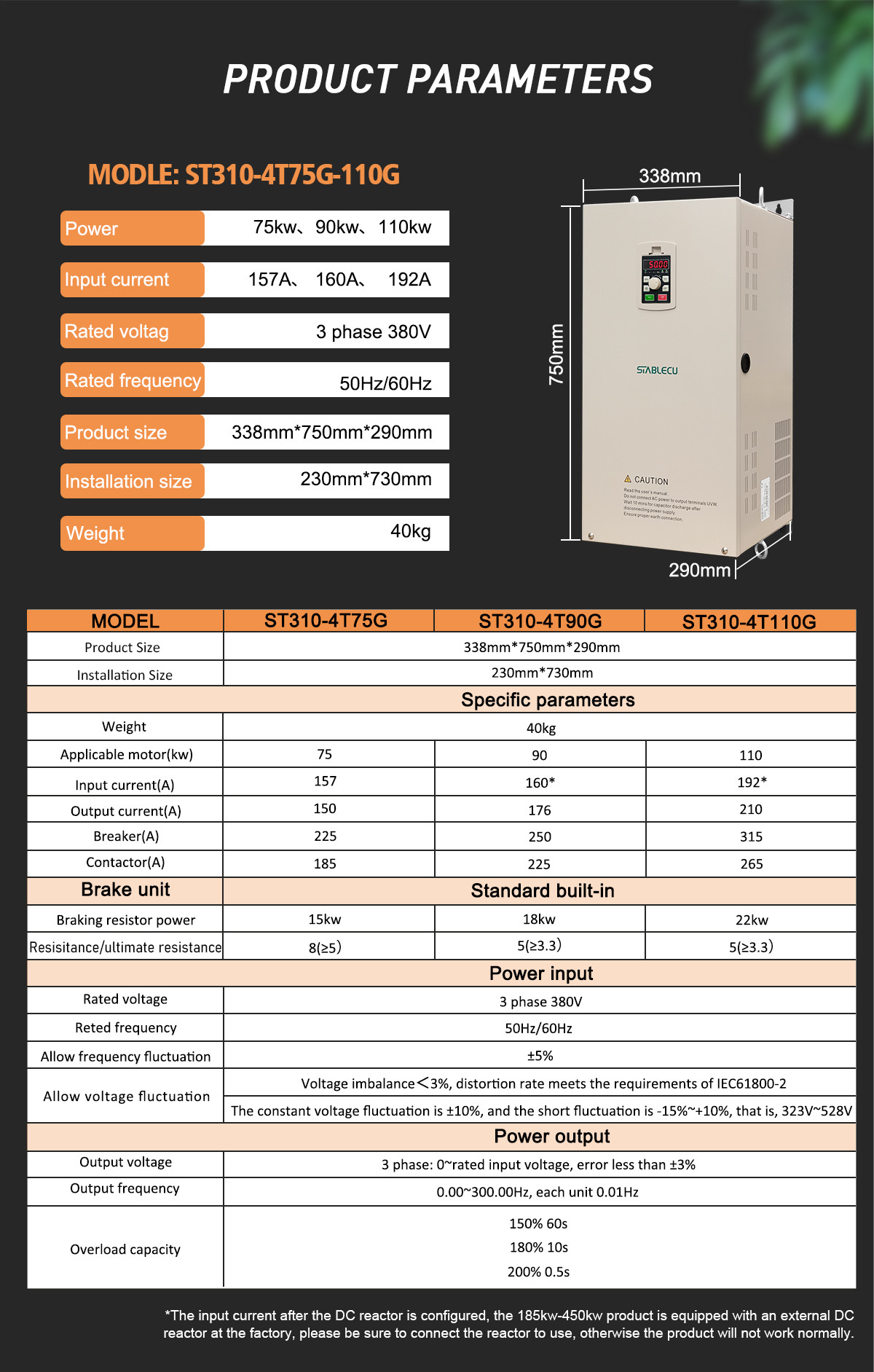 90KW 110KW VFD VSD 390V Variable Frequency Inverter For 3 Phase Motor