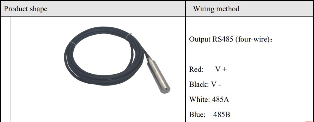 Cable material Polyethylene High Precision Underwater Water Level Pressure Sensor IP68