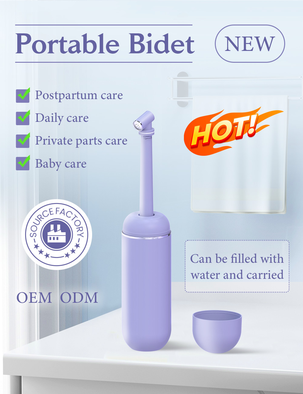 Travel-Friendly Portable Bidet for Personal Hygiene 380ML Water Capacity ABS EVA PP Material