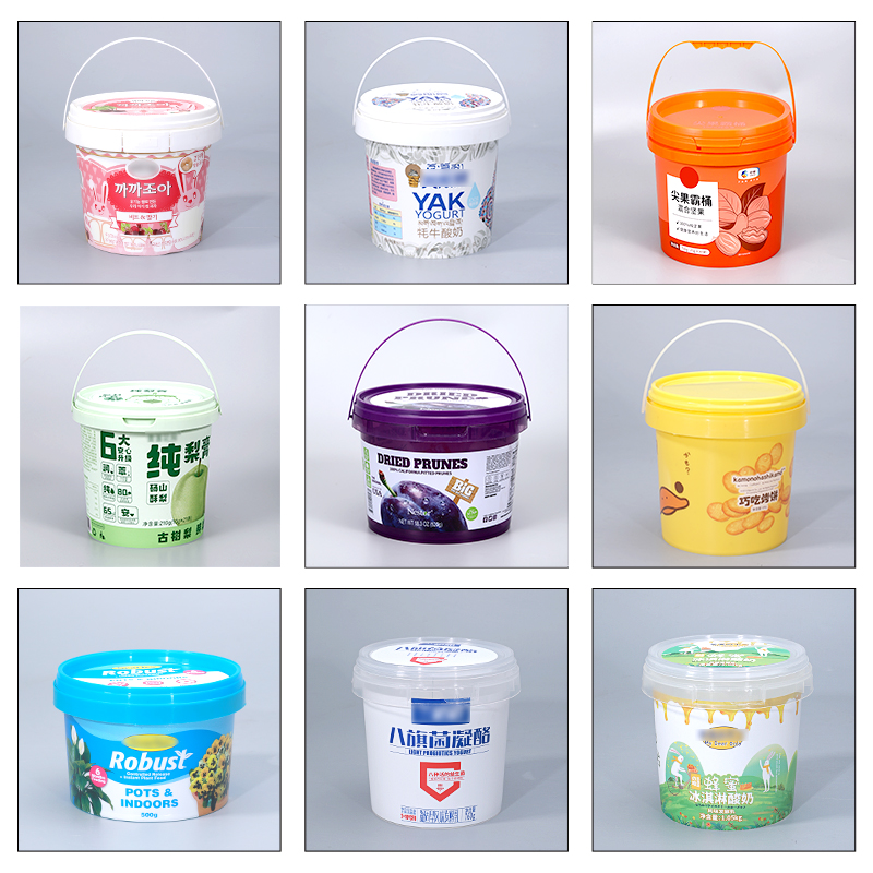Round Customized Food Grade Plastic Container With Lids and Handle For Halloween Candy