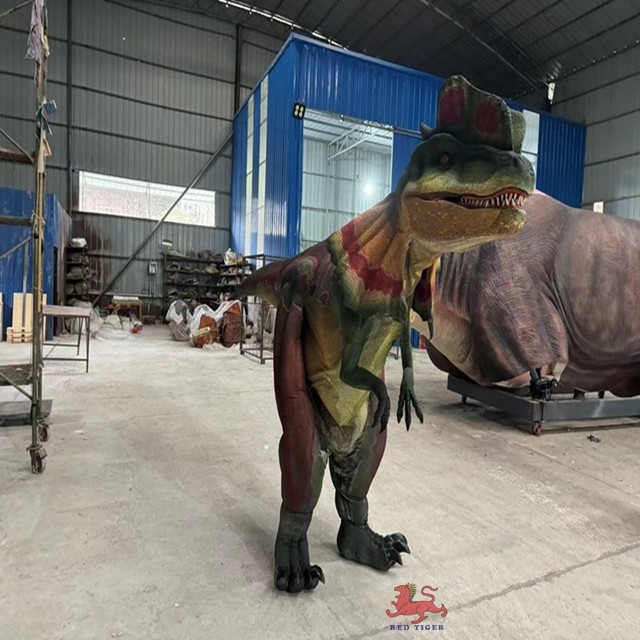 Dilophosaurus Costume With Movable Crown Animatronic Dinosaur Party Props