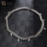 Cross Pendant Necklace Titanium Steel Hip Hop Jewelry Cuban Link Chain Choker