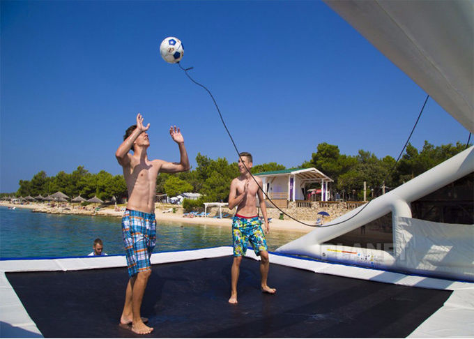 Blue 9m Inflatable Water Games Floating Beach Volleyball Court