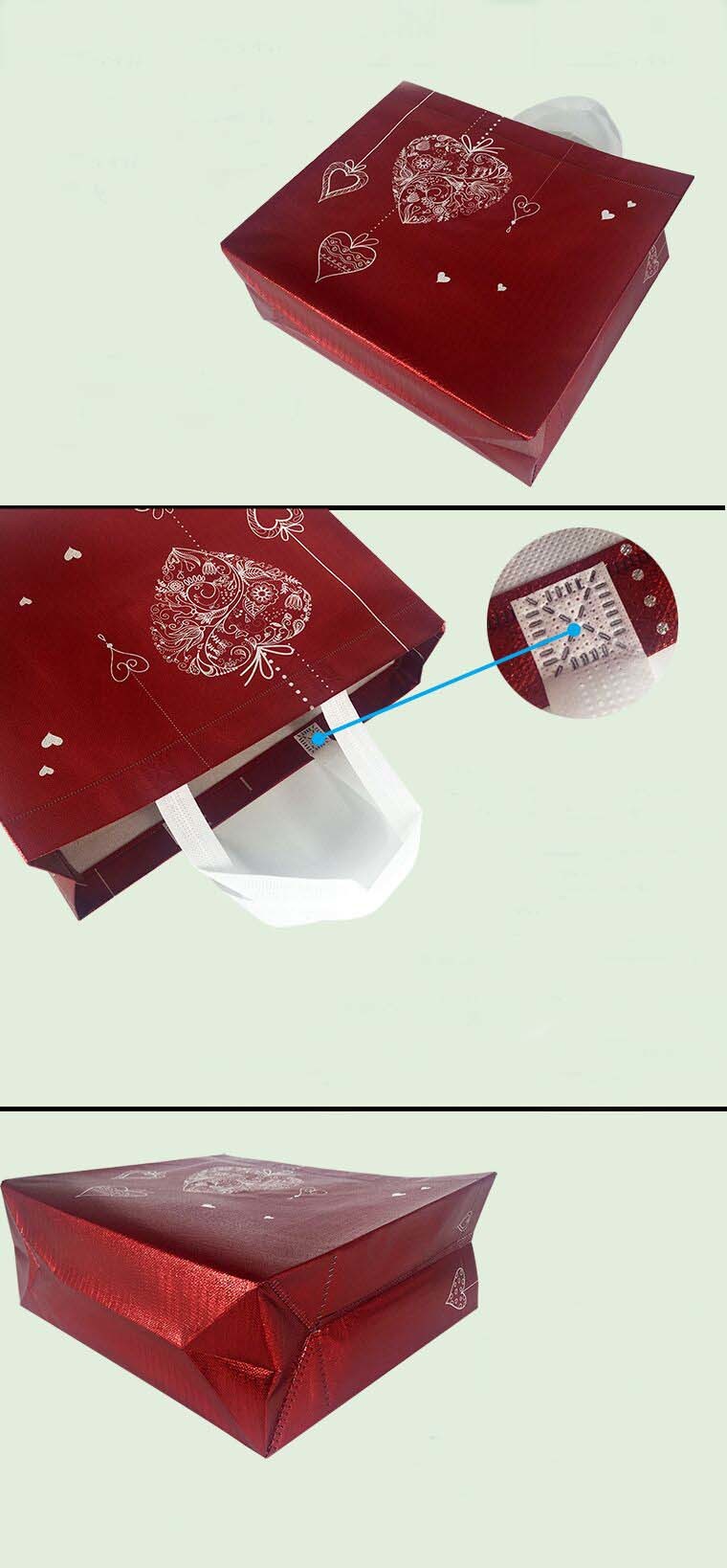 Red Aluminum film wholesale cheap ultrasonic custom logo print 100gsm non woven shopping bag
