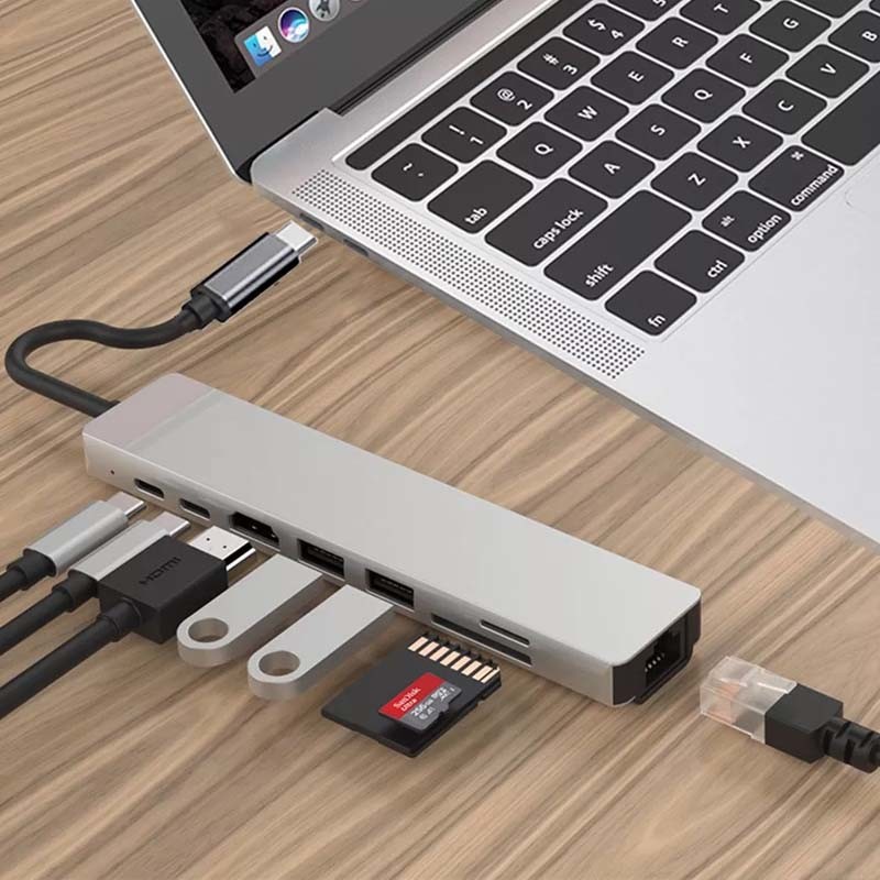 8in1 Multiple Hdmi Docking Station RJ45 3.0 Usb C Laptop Hub